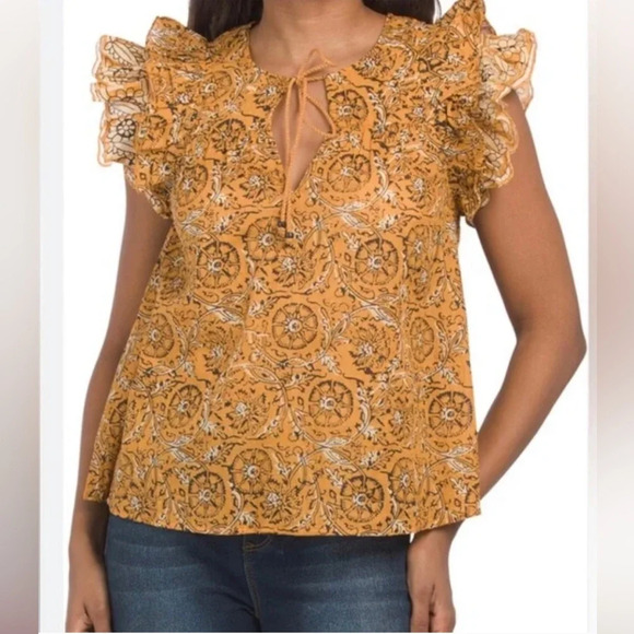 House Of Harlow Flutter Sleeve Ruffled Top Size Medium - Picture 1 of 3